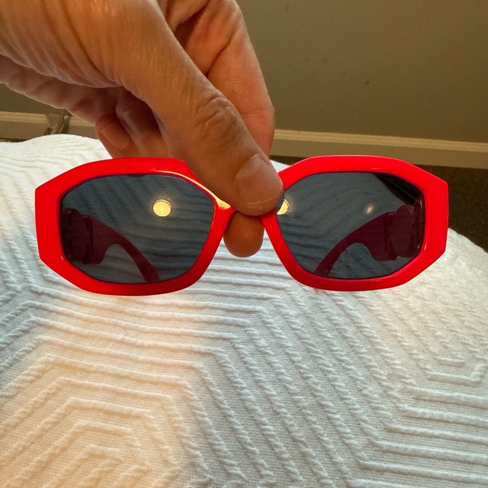 Versace Bright Neon Pink W/Gold Geometric Sunglasses